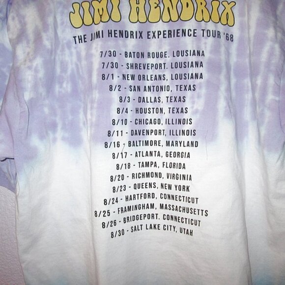 Jimi Hendrix Experience Tour T-Shirt Size L Black Light 2 Sided Crop Psychedelic - Picture 5 of 9